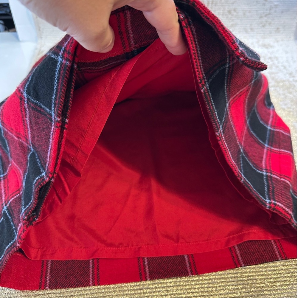TALBOTS Red & Black Buffalo Check Tartan Plaid Wool Blend Wrap Skirt | 8 - Picture 6 of 8